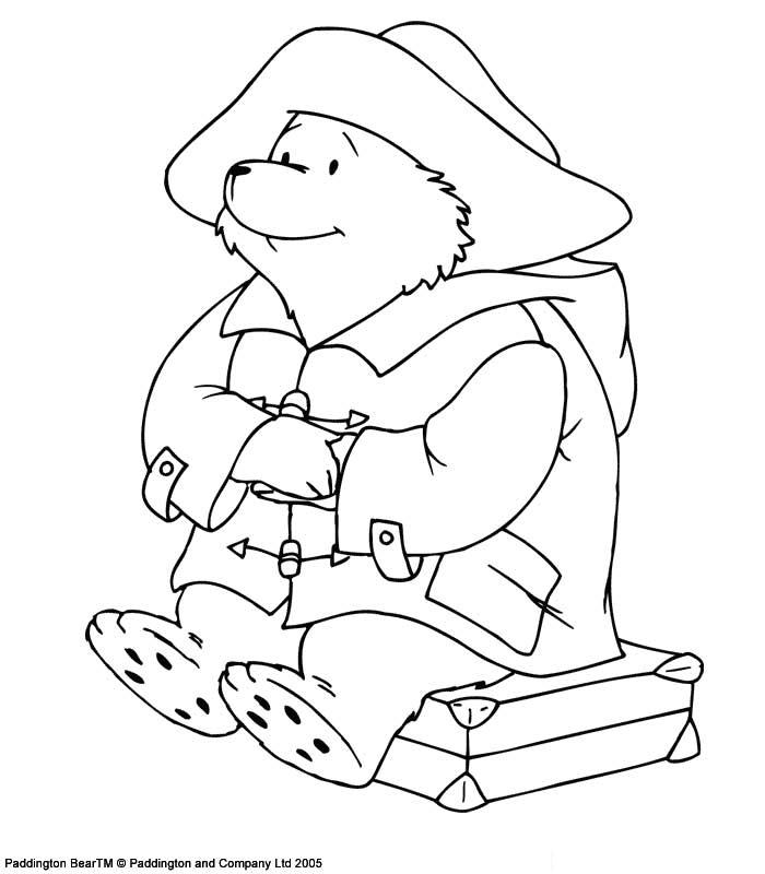 coloriage l ours paddington assie sur sa valise